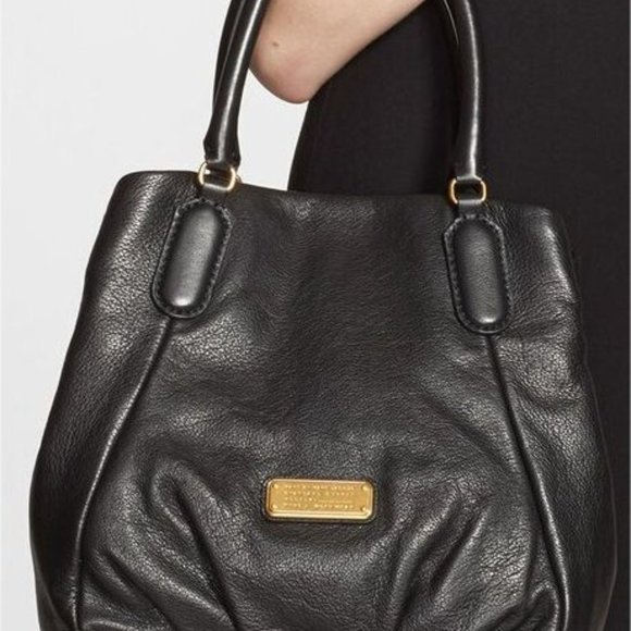 MARC JACOBS Black Q Fran Soft Leather Satchel Shoulder Bag New with Sleeper - Picture 9 of 10